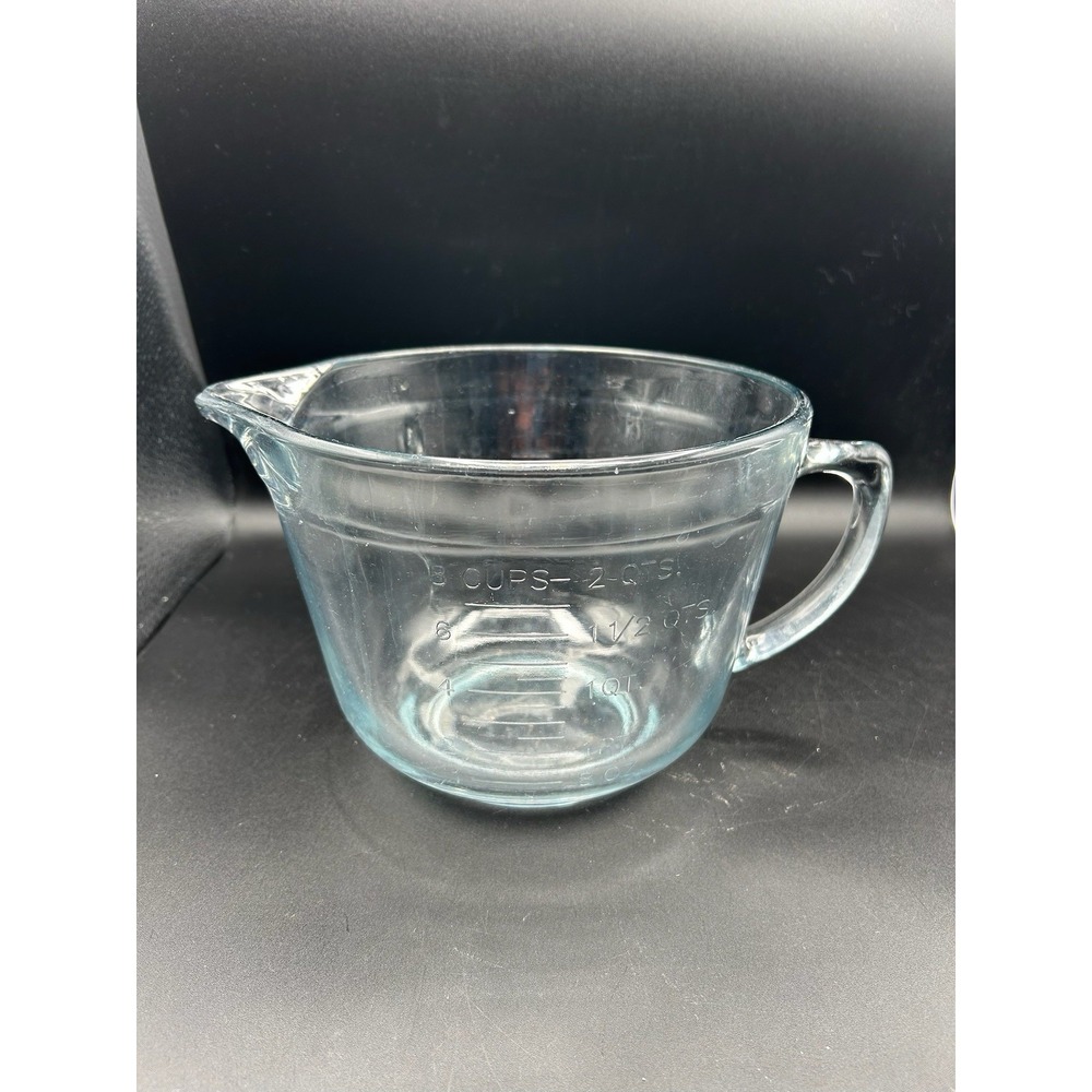 Anchor Hocking Clear Glass 2 QT/8 Cup Spouted Mixing Batter Bowl USA